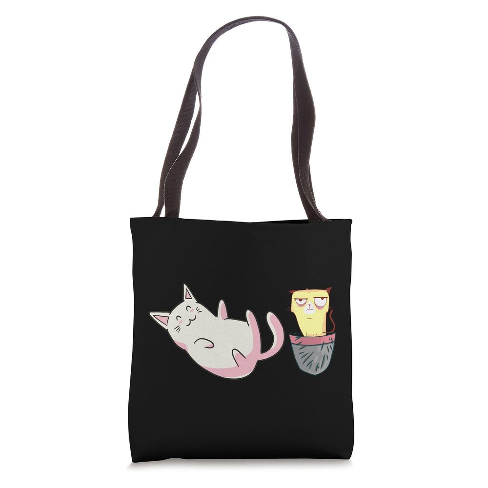 Grumpy Pocket Cat Japanese Kawaii Ramen Kitty Pet Anima Tote Bag :3